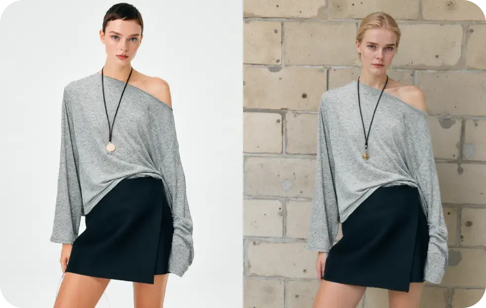 A grid of diverse AI-generated models showcasing how virtual try-on technology creates inclusive and realistic e-commerce imagery for apparel.